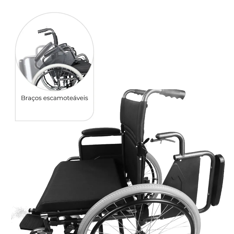 Cadeira de Rodas Manual em Aço Dobrável até 120 Kg D400 - Dellamed - Imagem 3