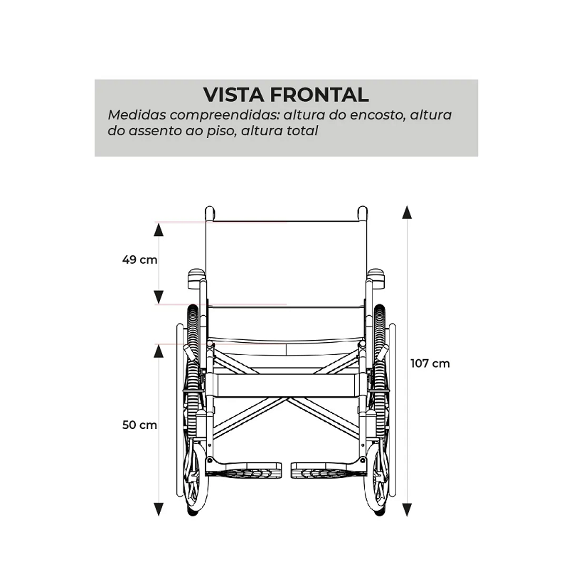 Cadeira de Rodas Manual em Aço Dobrável até 120 Kg D400 - Dellamed - Imagem 9