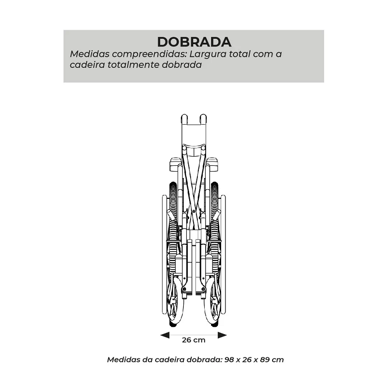 Cadeira de Rodas Manual Dobrável em Aço até 100 Kg D100 - Dellamed - Imagem 9