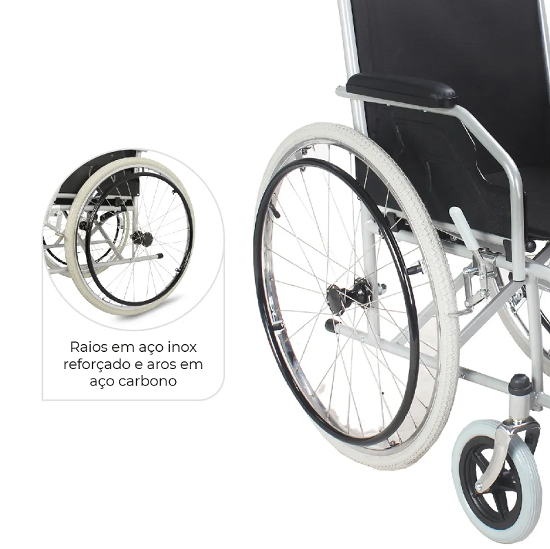 Cadeira de Rodas Manual Dobrável em Aço até 100 Kg D100 - Dellamed - Imagem 3