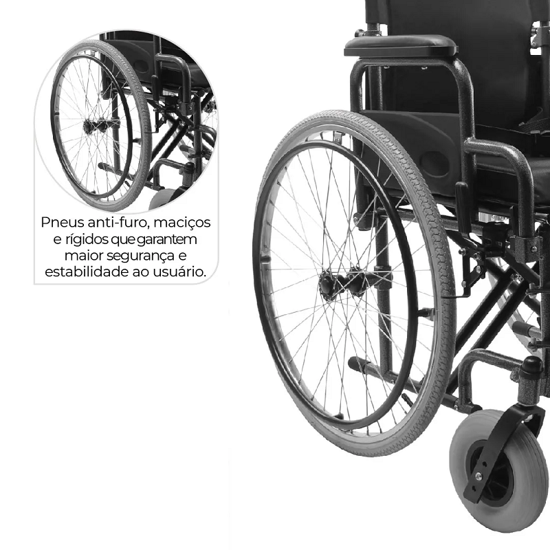 Cadeira de Rodas Manual em Aço Dobrável até 120 Kg D400 - Dellamed - Imagem 4