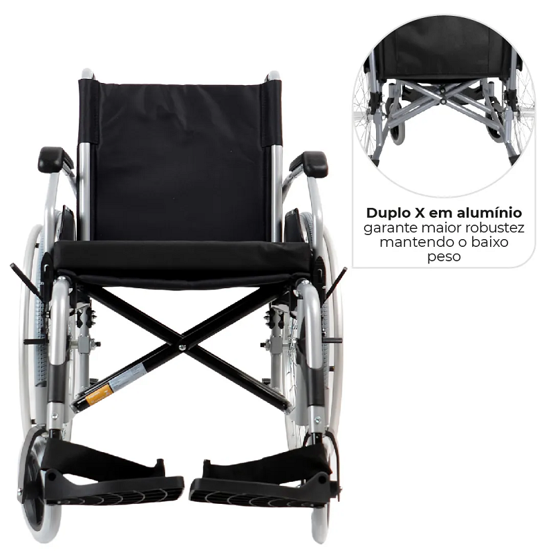 Cadeira de Rodas Manual em Alumínio Dobrável até 120 Kg D600 - Dellamed - Imagem 2