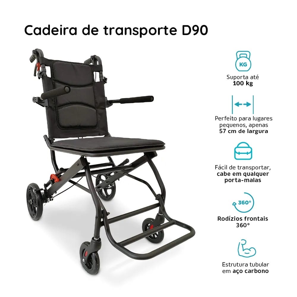 Cadeira de Transporte D90 até 100 Kg Dellamed - Imagem 2