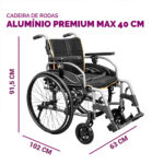 Cadeira De Rodas Manual Dobrável Em Alumínio Premium Max Até 150 Kg - Hidrolight - Imagem 5