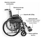 Cadeira De Rodas Manual Dobrável Em Aço Basic Até 125Kg - Hidrolight - Imagem 2